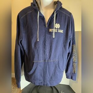 Vintage 90s Notre Dame Sweatshirt Campus Heritage Collection Zip Hoodie Size L